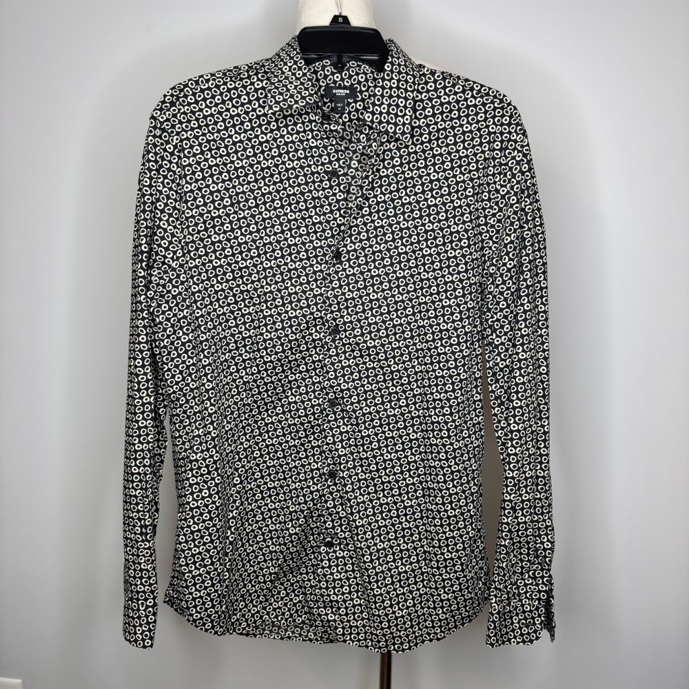 Express- Black & White Patterned Slim Button Down